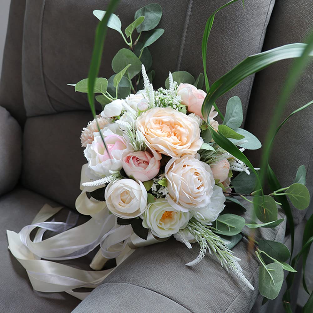 Bridal Wedding Bouquet - Artificial Silk Roses, Vintage Style (Wine Red) - View #4