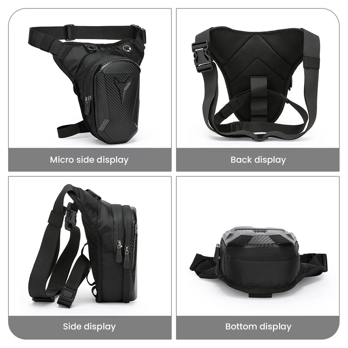 STHIRA® Waterproof Bag For Men Carbon Fiber Texture Crossbody Chest Pack Unisex Motorcycle Bag Travel Pouch For Phone & Essentials Casual Storage Riding pouch With Adjustable Strap Gifts For Bikers 4