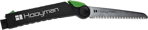 Vista 4 de Hooyman Sierra de árbol extensible con diseño compacto, sierra de mano desmontable y poste telescópico, agarre en H antideslizante, dientes