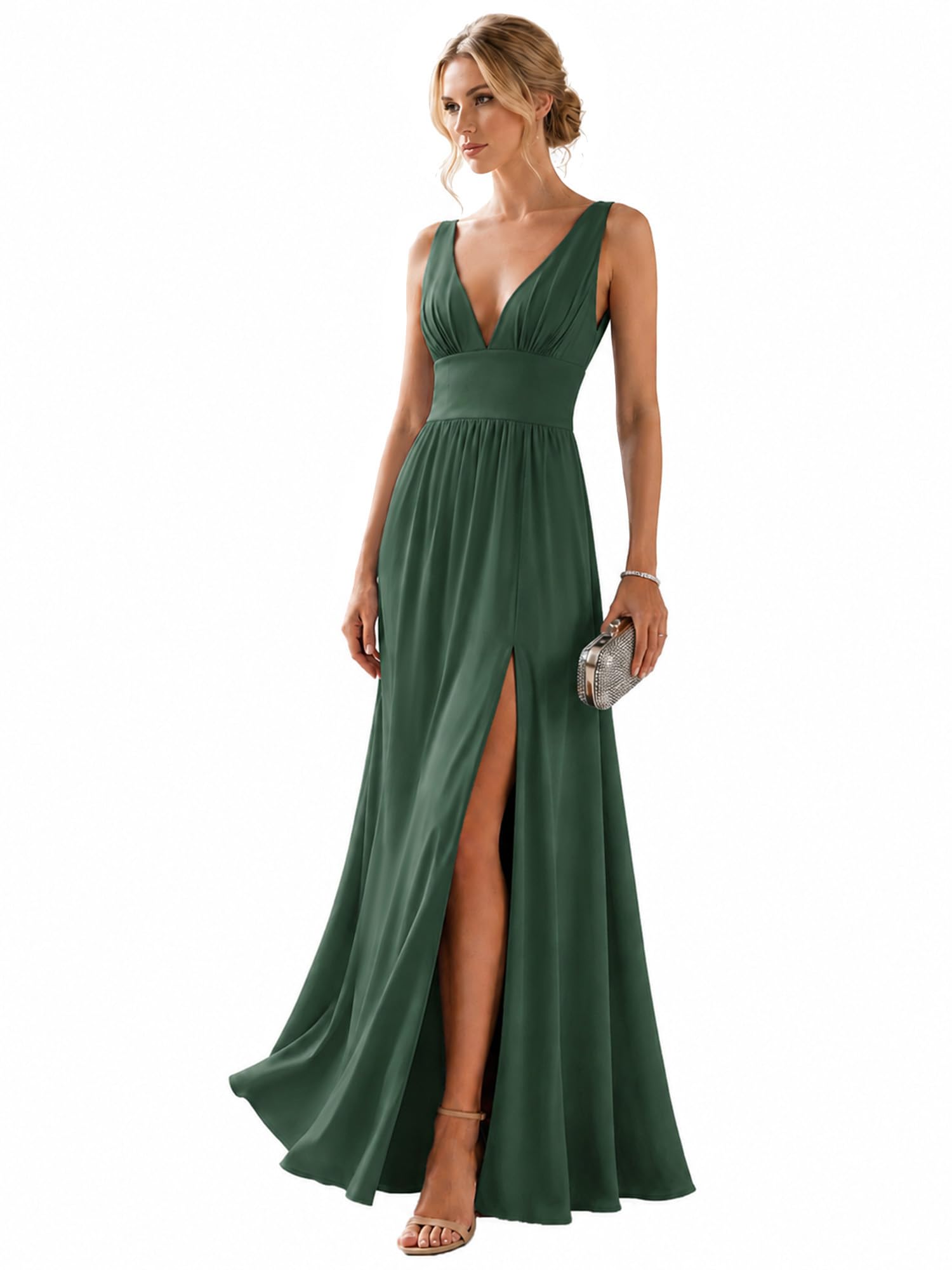 Ever-Pretty Women's V Neck Sleeveless Formal Dress Wedding Guest Dresses