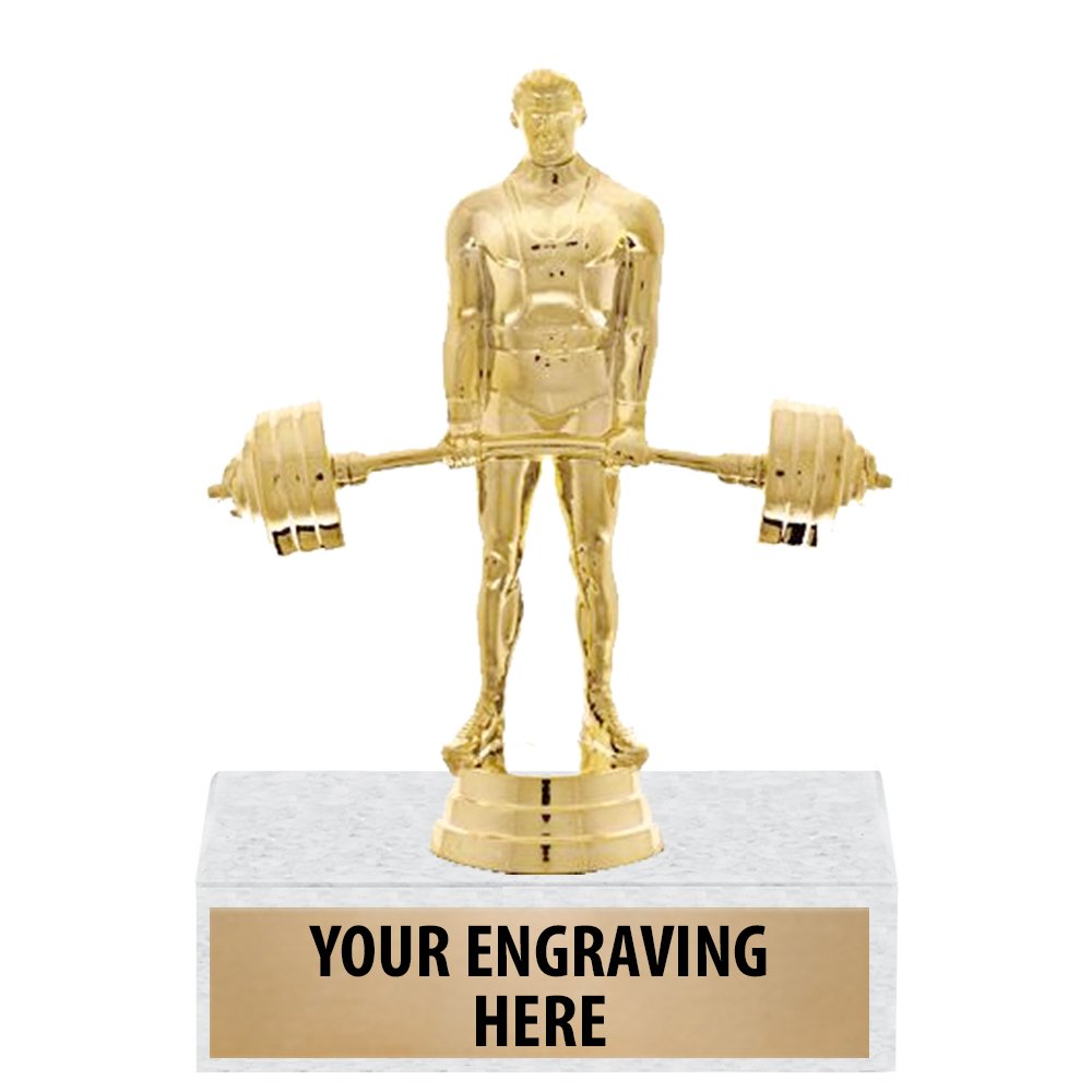 6" Gold Male Powerlifter Trophies - Personalized Weightlifting Trophy Awards Prime