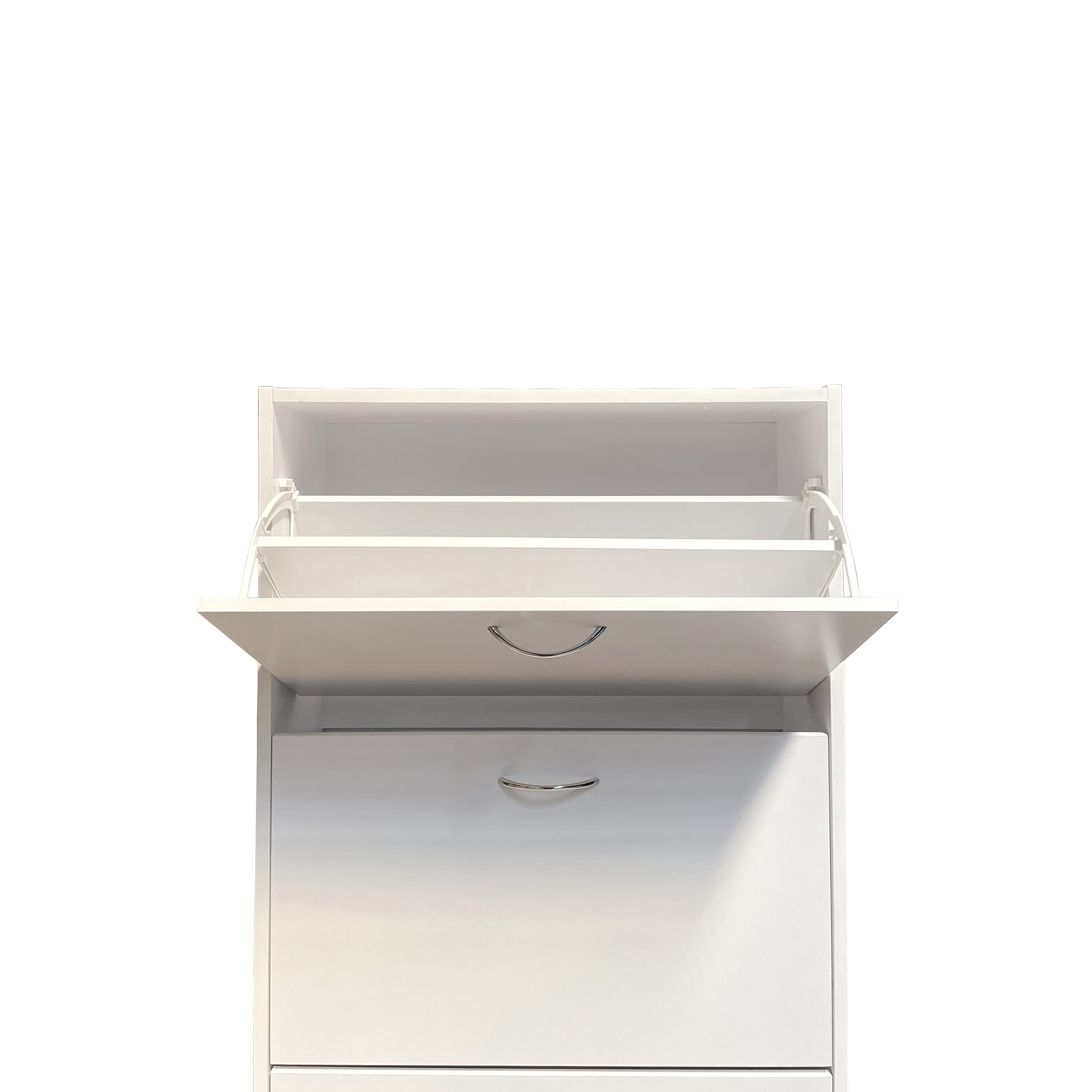 Giulia Grillo Scarpiera salvaspazio slim in legno Bianco, Scarpiera slim 3 ante salvaspazio da ingresso in legno, 60X24X115