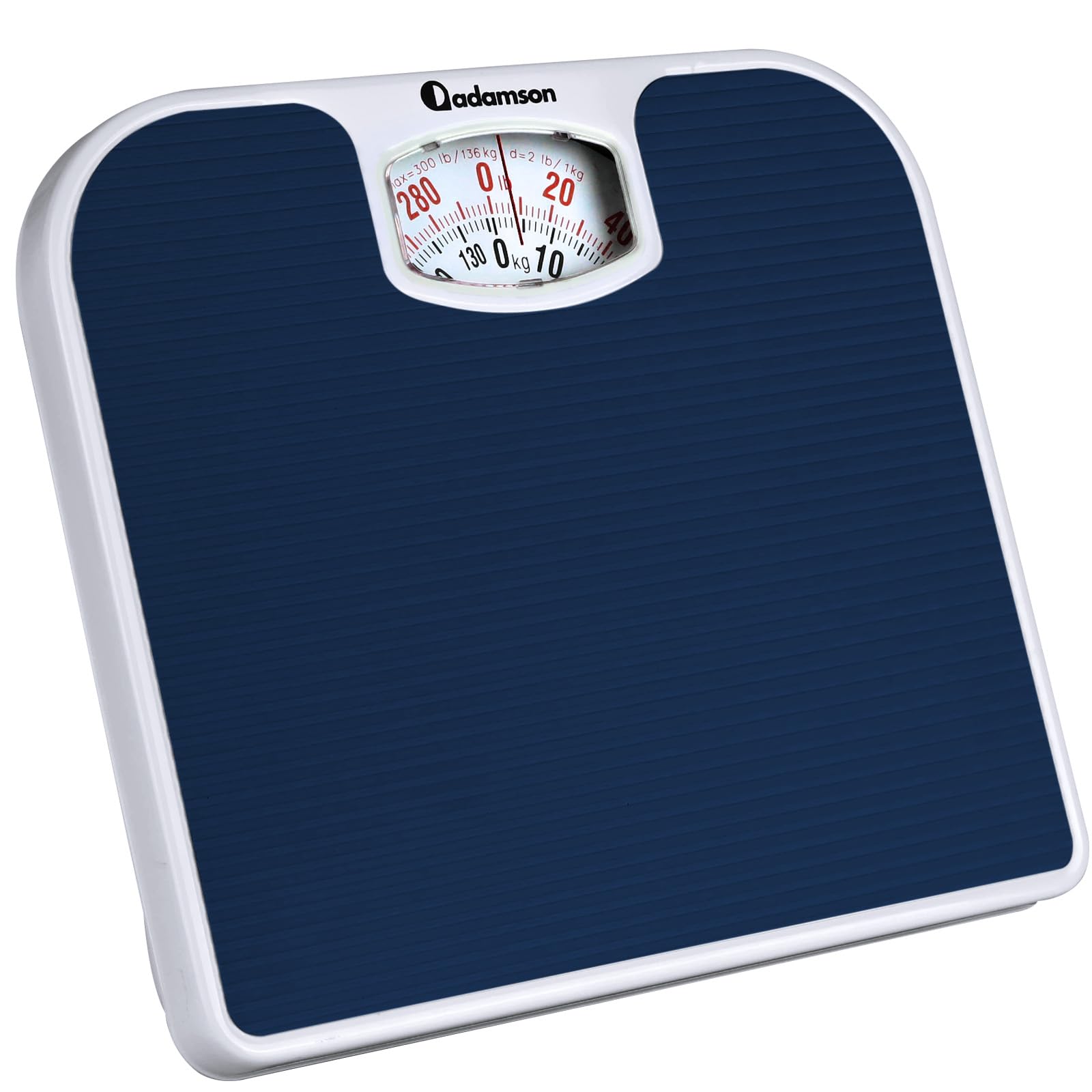 Adamson A21 Bilancia Pesapersone Meccanica - Fino a 136 KG - Superficie in Gomma Antiscivolo - Bilancia Pesapersone Analogica - Bilancia Analogica con 20 Anni DI Garanzia - Blu