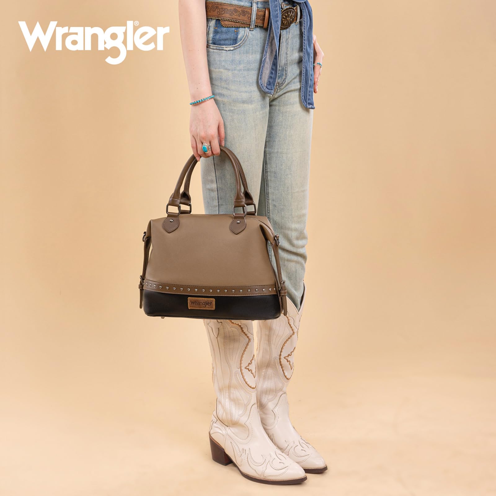 Wrangler zweifarbige Arzttasche mit Tragegriff oben, Handtasche und Damen-Schultertasche