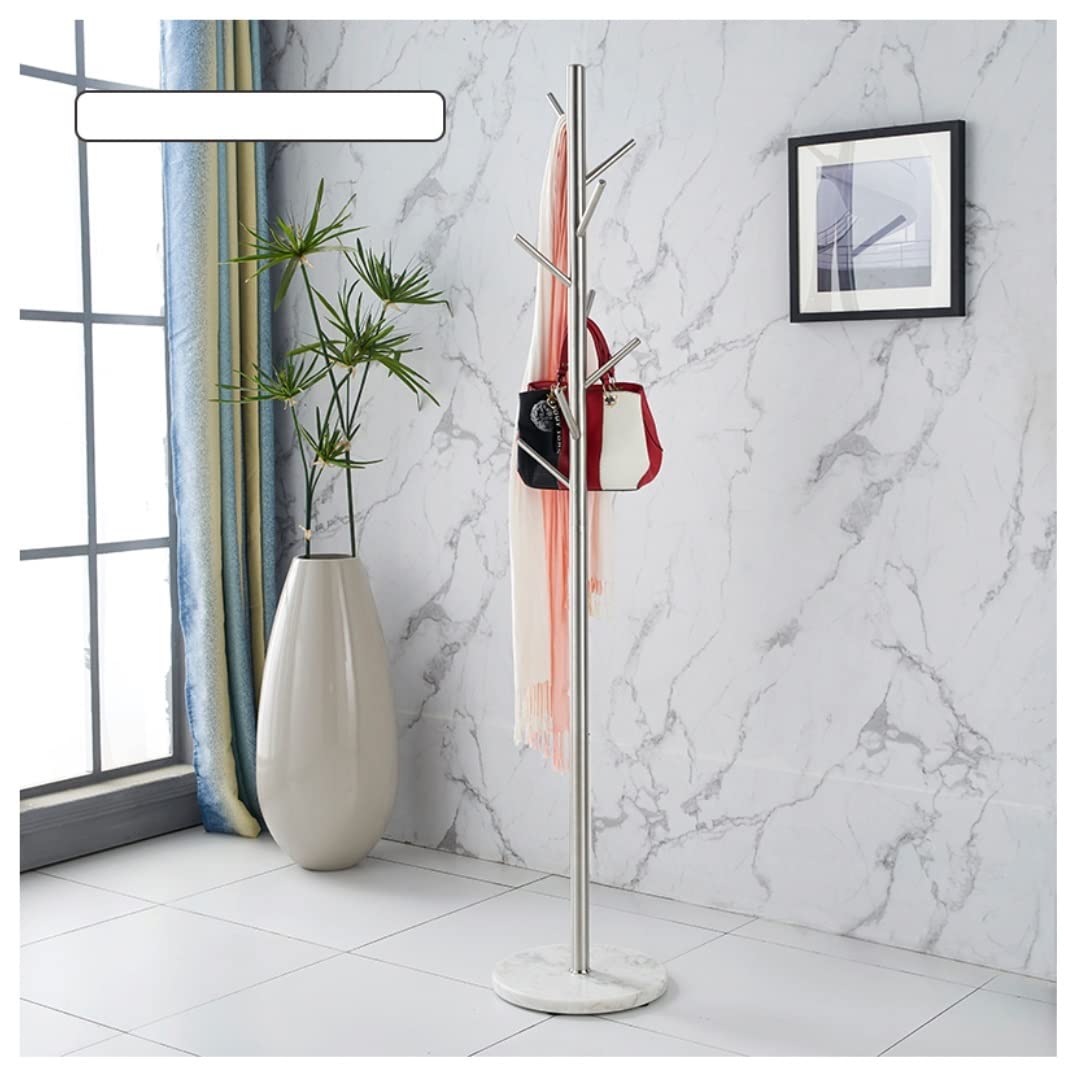 IWENZHKPA Coat Rack Household Bedroom Floor Coat Rack Simple Nordic Single Rod Hanger Marble Metal Clothes Freestanding(D)