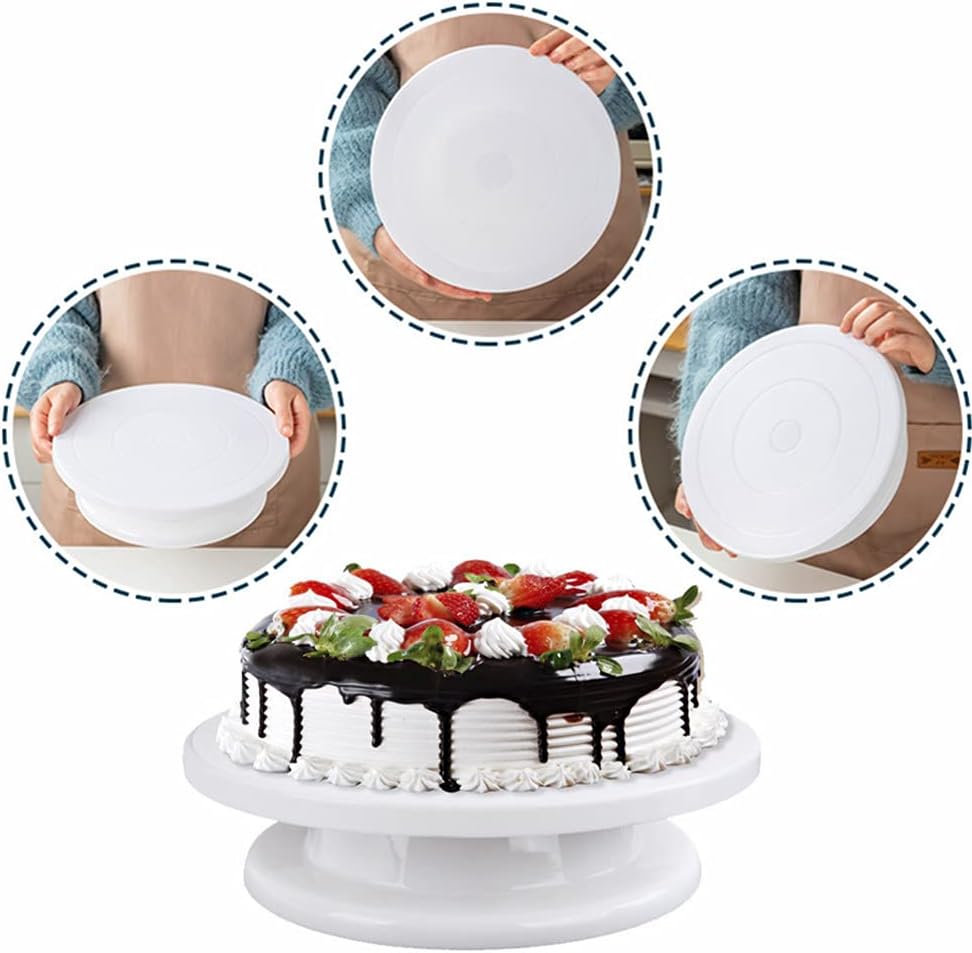 11 Inch Rotating Cake Turntable Stand, Revolving Turn Table Top for Cake Decorating, Rotary Round Cake Stand for Pastries Cookies Cupcakes Decorating Display Tool (White) image 4
