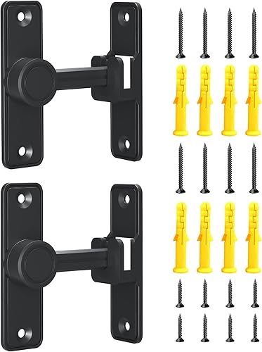 XOOL Cerradura de puerta de granero, 90 y 180 grados de alta resistencia para puerta de granero, pestillo de bloqueo para puerta, jardín, baño,