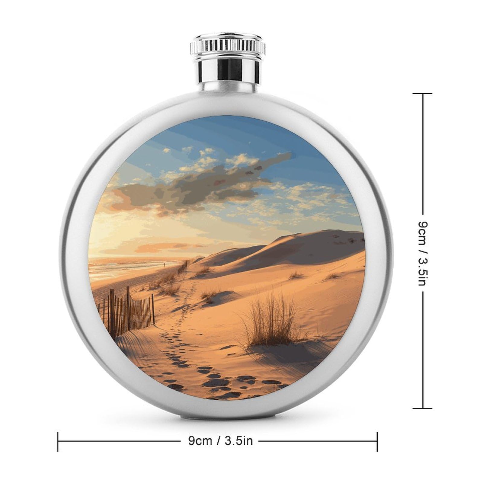 Stainless Steel Wine Bottle Liquor Container Sand Dunes Print Leak Proof Hip Flask Durable for Camping Hiking Travel Festivals