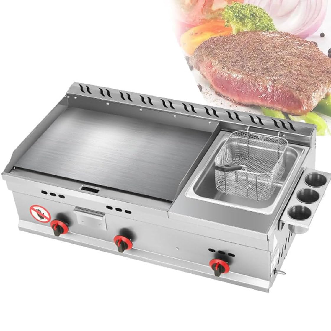 Piastra a Gas da banco Commerciale, Padella Teppanyaki in Acciaio Inox per ristoranti con Temperatura Regolabile, griglia a Gas GPL da Cucina per Catering all'aperto