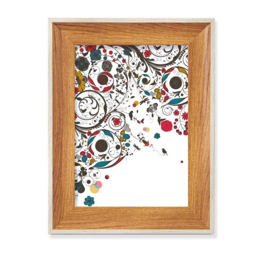 Cadre photo en bois illustration d'art moderne fleurs