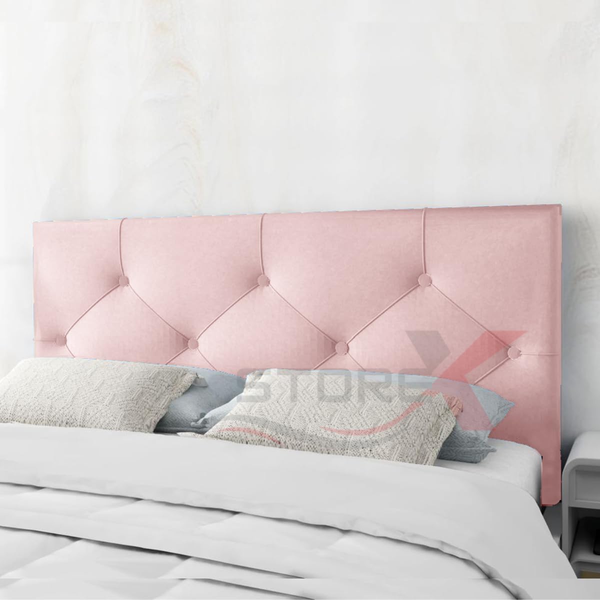 STOREX 24 inch Plush Fabric Padded Headboard For Devan Bed Bedroom Furniture Size 2Ft 6Inch/ 3Ft/ 4 Ft/ 4Ft 6Inch/ 5Ft /6Ft -24 Inch Height (PINK, 2FT 6 inch Small Single)