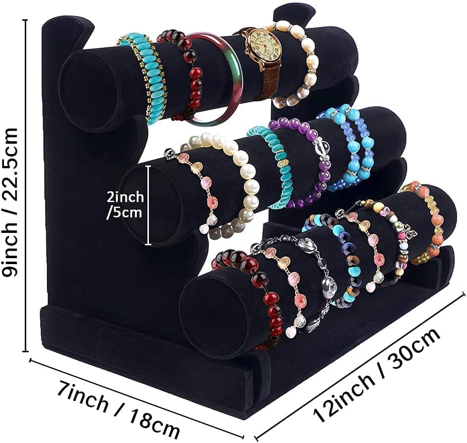 Soporte de Pulsera Terciopelo Negro 3 Niveles