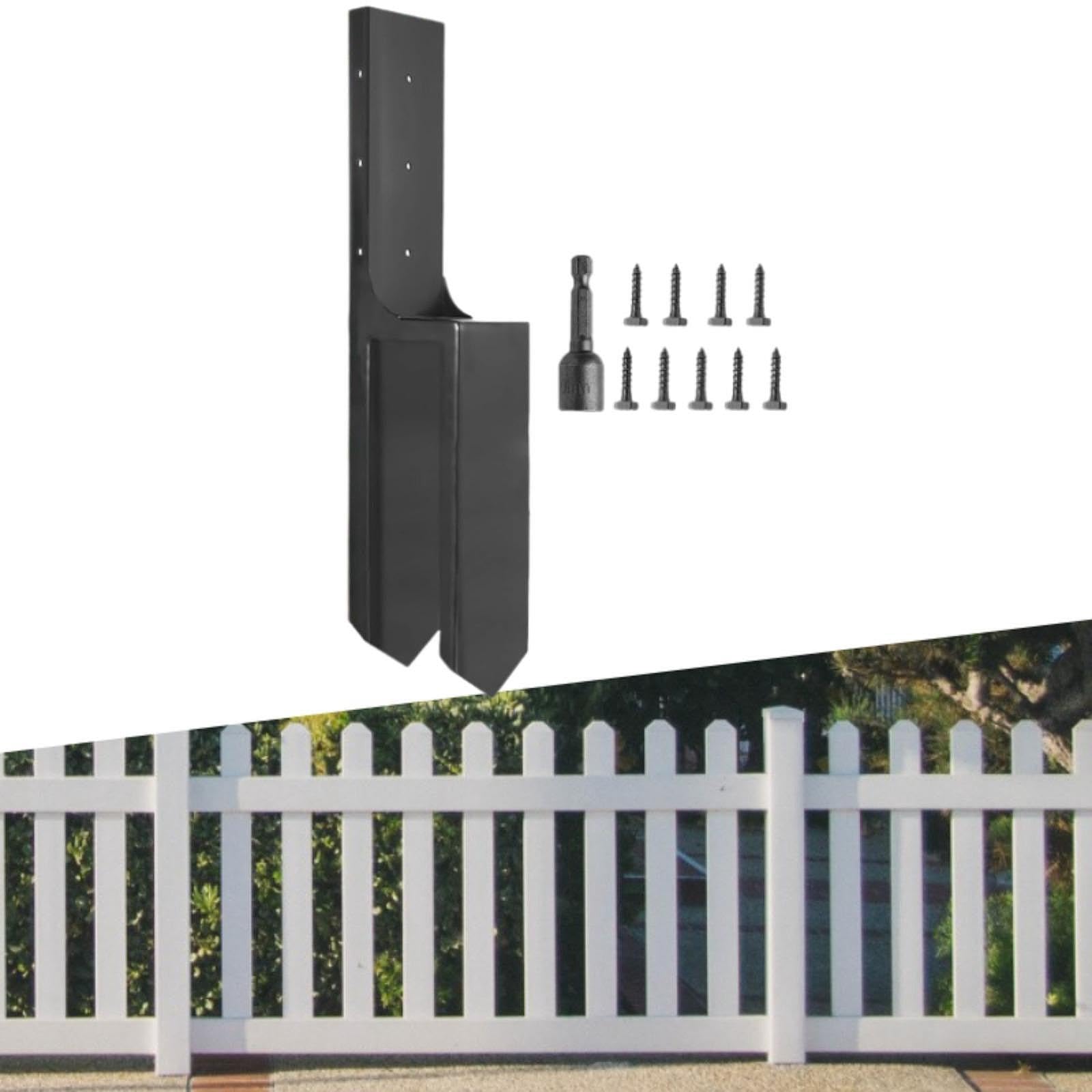 perfk Estaca de reparación de de cerca, hierro resistente, práctico y fácil de usar, estaca de anclaje para de cerca para madera, poste de