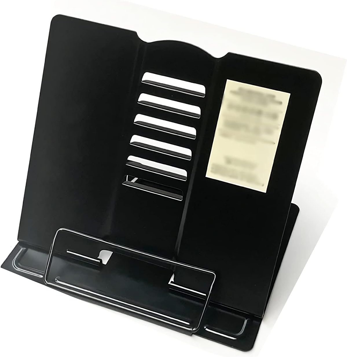 Book Stands and Holders for Reading Desk Book Stand Metal Reading Rest Book Holder Adjustable Angle Cookbook Documents Portable Bookstand with Page Clips 8 x 7.5 inch for Kitchen and Office (Black )