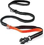 Heavy Duty Tactical Dog Leash with Quick Release Carabiner and Highly Reflective Threads,4-6FT Power Stretch Dog Leash for Medium Large Dogs (Brown & Black)