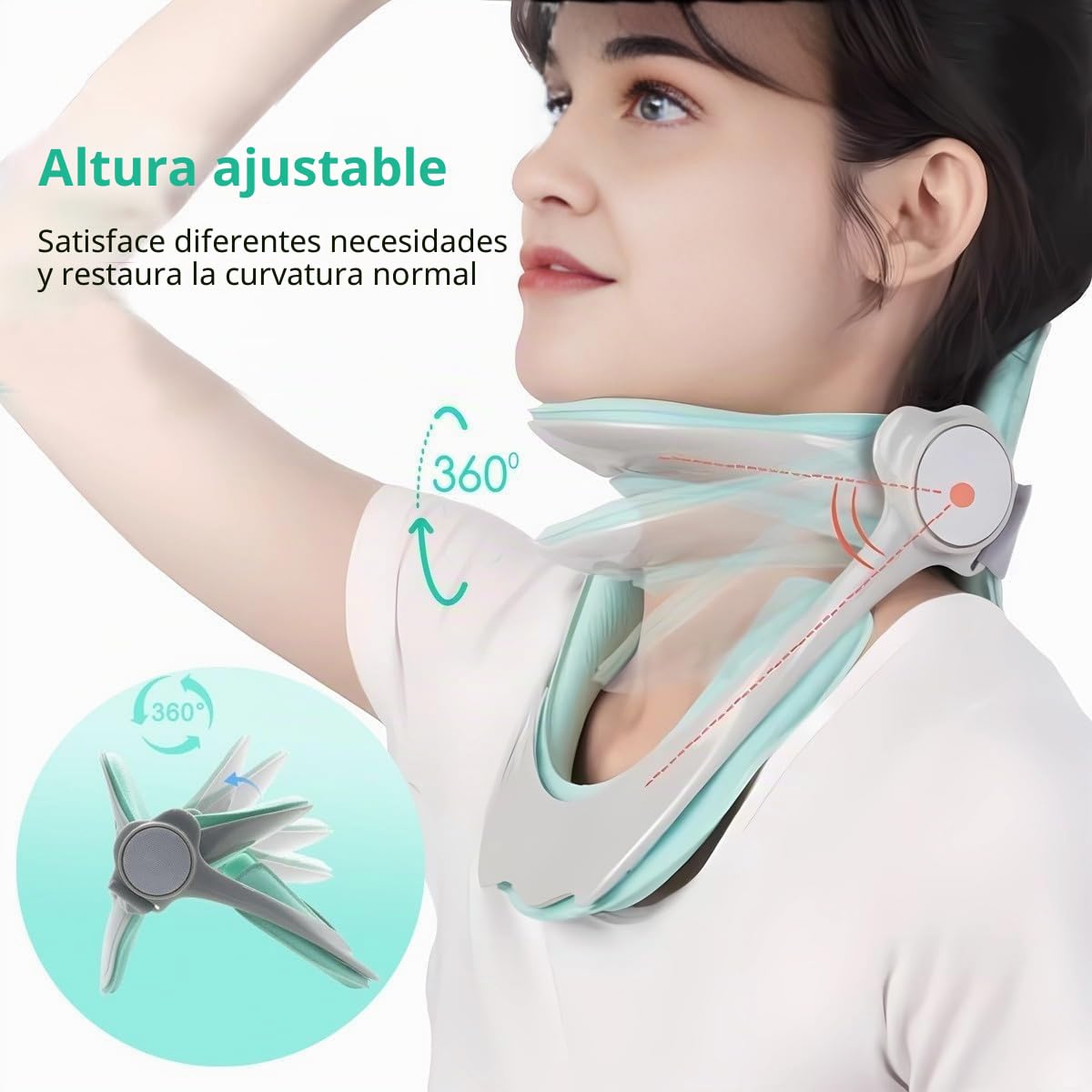Soporte de cuello ajustable, dispositivo de tracción de cuello cervical para dolor de cuello y apoyo, protector de estiramiento de cuello, corrector de postura de cabeza hacia adelante, para