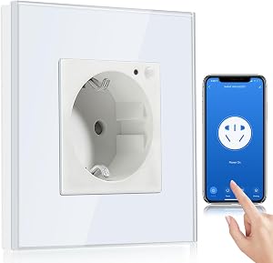 BSEED Presa intelligente WiFi, funziona con Amazon Alexa, Google Home, funzione temporizzazione e controllo app, presa intelligente a incasso, 1 presa Schuko bianca su rete solo 2,4 GHz