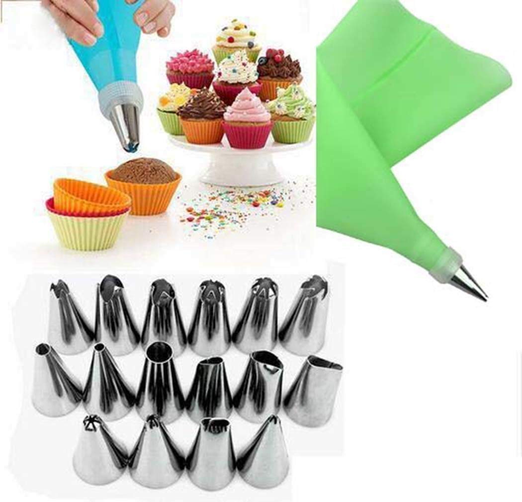 ICDOT18Pcs Baking Tool Stainless Steel Cream Forcing Icing Mounted Set Cake Sculpting & Modeling Tools (Color : Green)