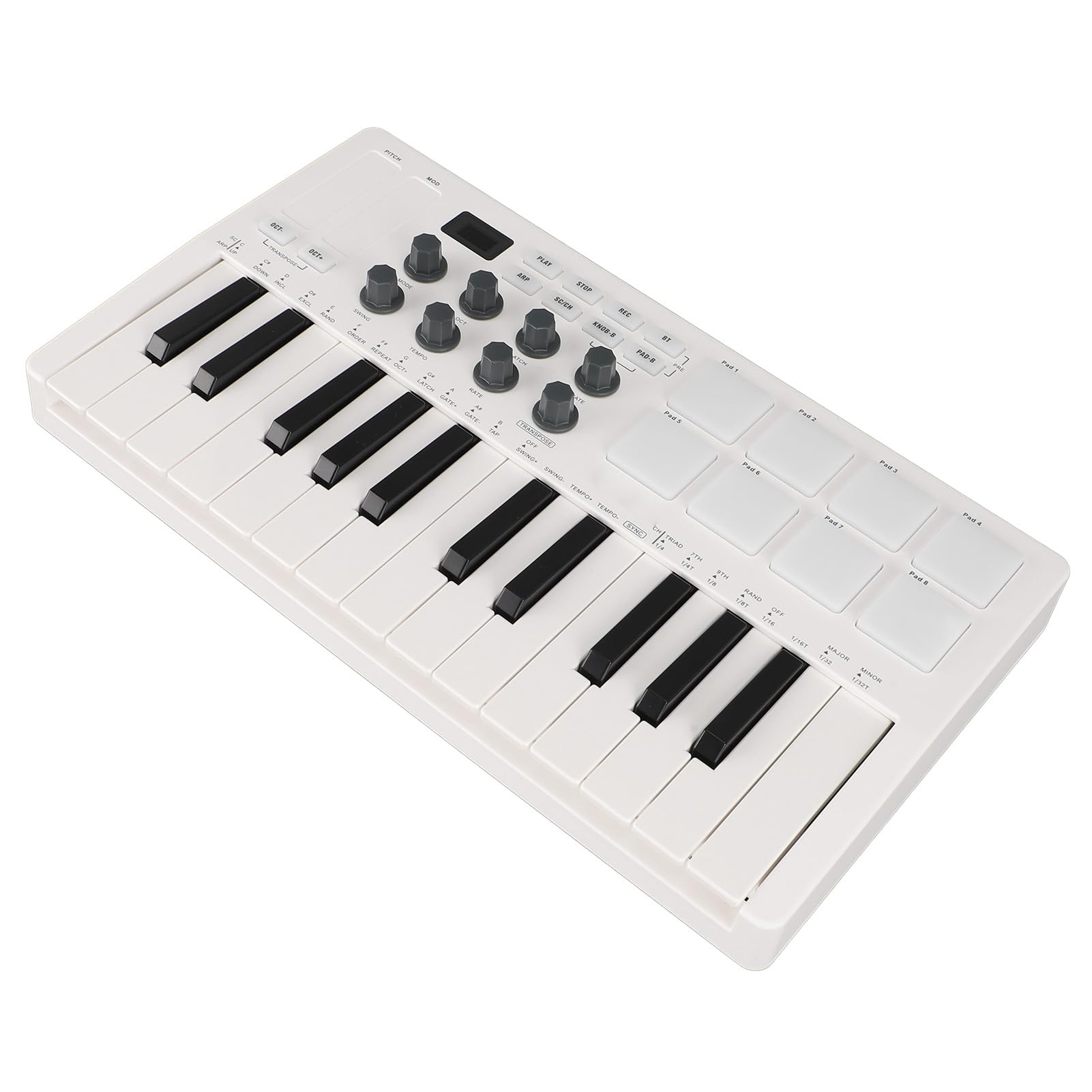 Controlador de Teclado MIDI USB, Teclado MIDI con 8 Pads de Ritmo MPC, 8 Pads de Batería Retroiluminados, 8 Perillas Asignables y Software de Producción Musical [conexión por