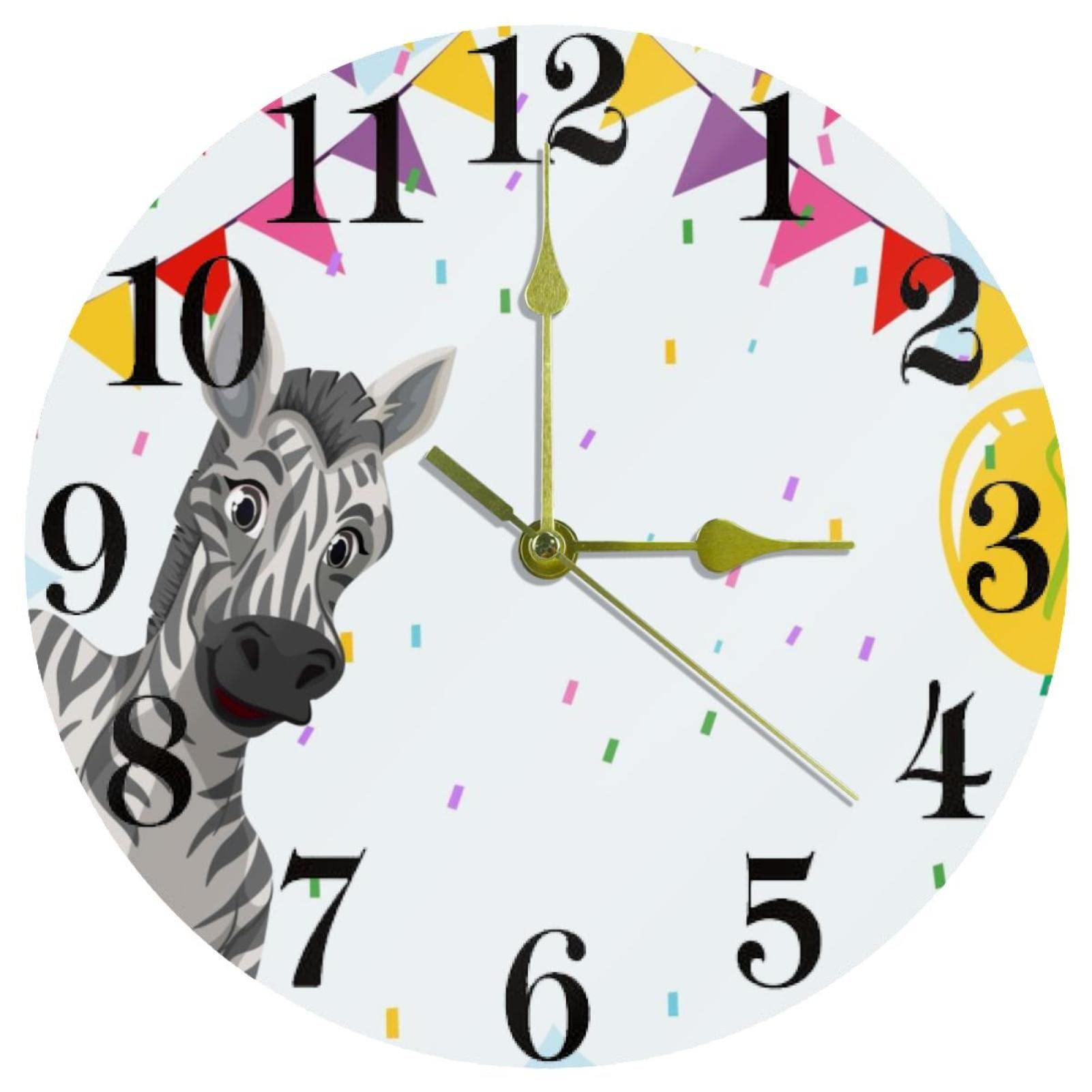 Horloge murale zèbre sans tic-tac 25,4 cm pour cuisine et école