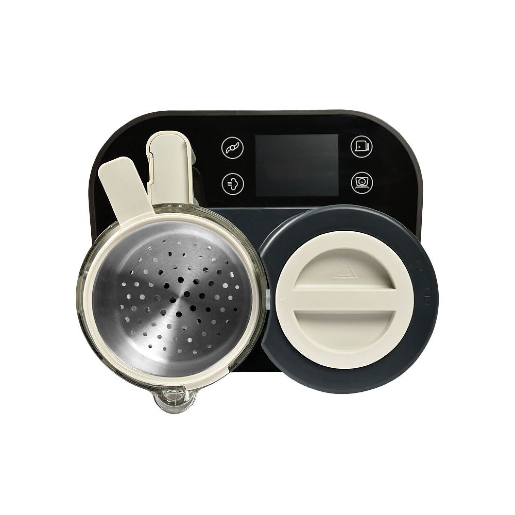 BÉABA Babycook Smart Babynahrungszubereiter 2.25L Edelstahlkorb Glasschüssel Dampfgaren Touchscreen App Anthrazit