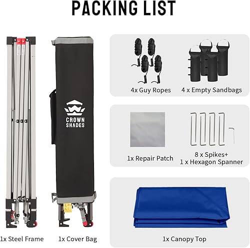 Miniatura 89 de CROWN SHADES - Toldo plegable instantáneo con bolsa de transporte para exteriores, 10 x 10 pies Azul