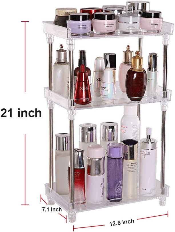 Bathroom Organizer Countertop, 3-Tire Skincare Organizers Vanity Tray Corner Shelf for Makeup Cosmetic Perfume, Multi-Functional Acrylic Organizer in Vanity Dresser Bathroom Kitchen Living Room etc. : Home & Kitchen
