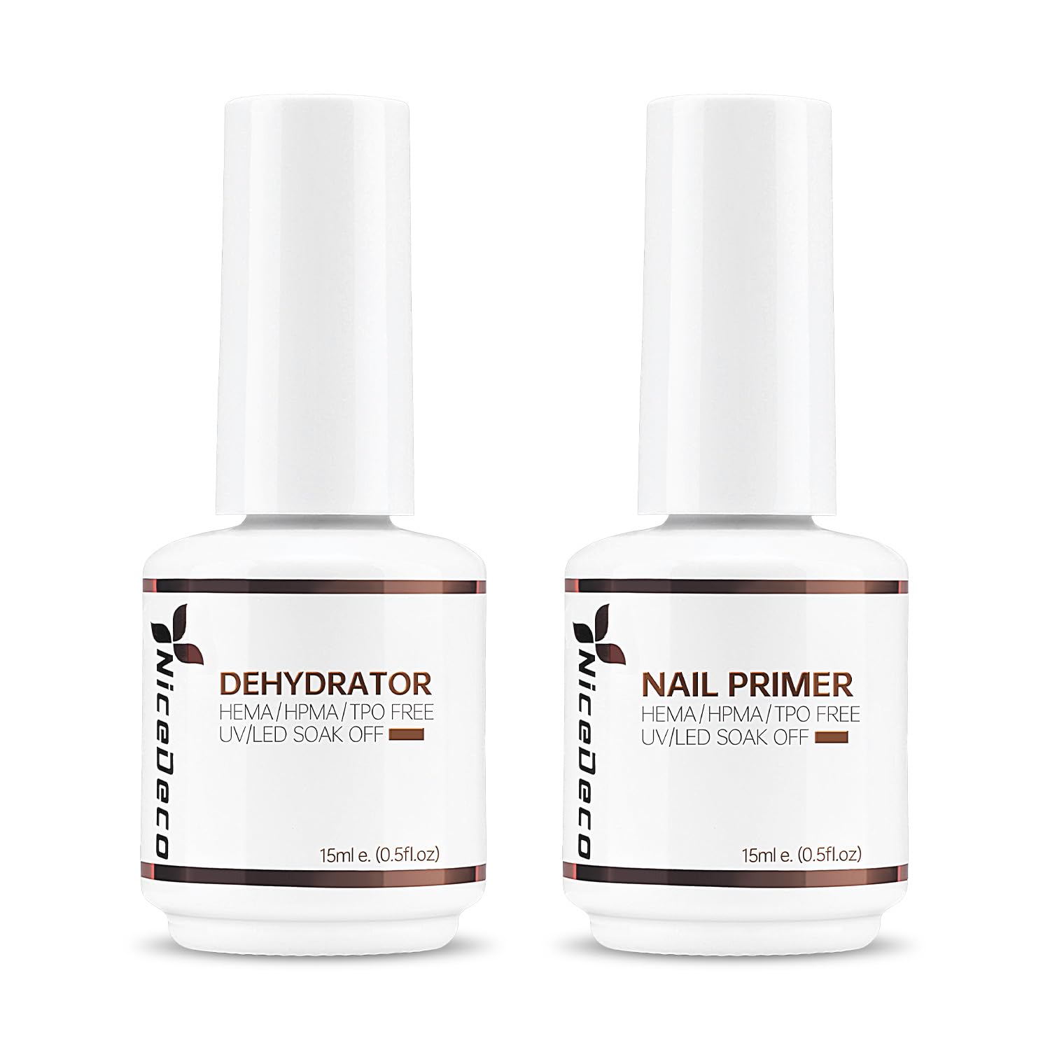 Nicedeco Dehydrator y Primer Semipermanente UV LED Soak off Kit de Uñas Esmaltes Semipermanentes en Gel Para Kit de Manicura y Pedicura - 2 x 15ml