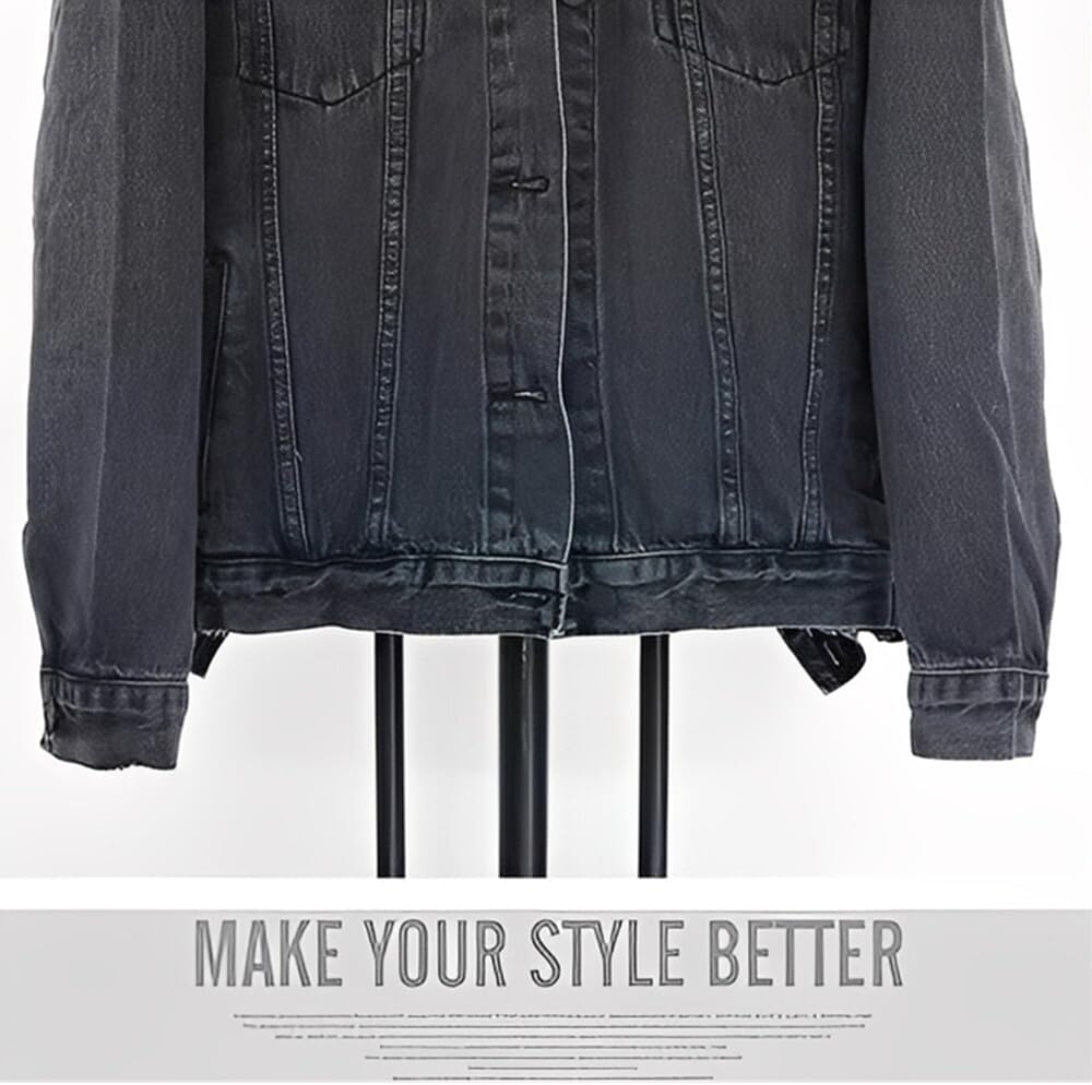 Women’s Denim Jacket Thickened Distressed Coat with Faux Fur Collar Warm Fleece Lined Parka Casual Winter Outerwear - Image 3