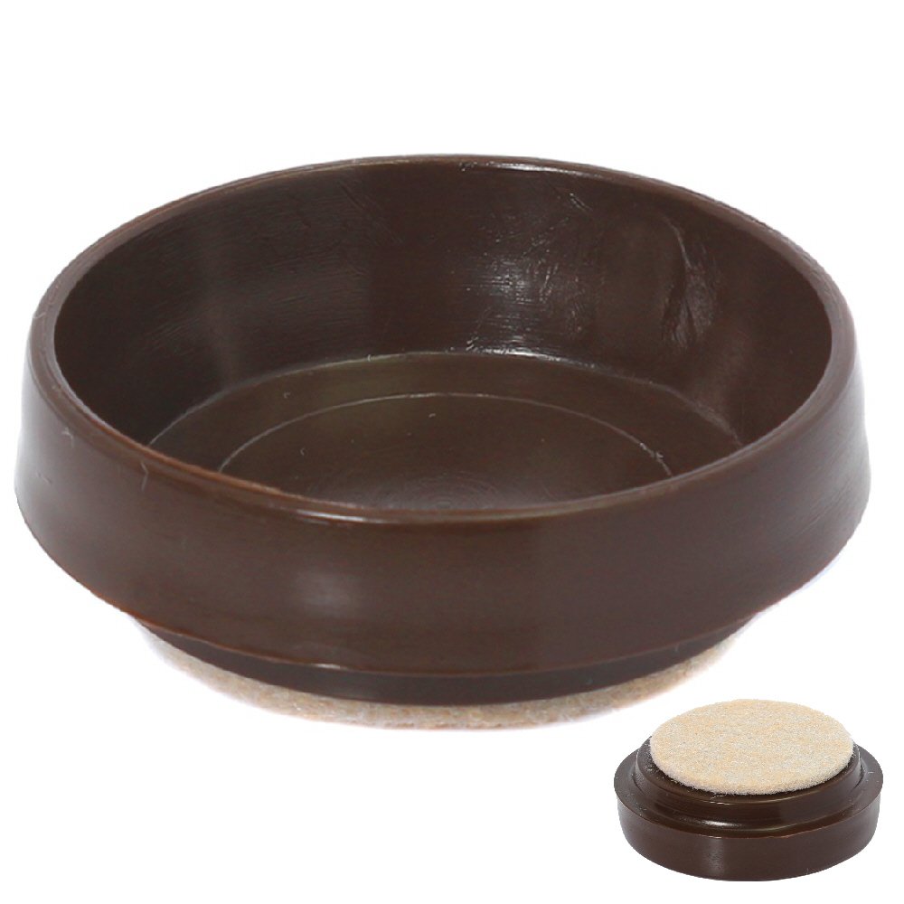 Fort Fasteners 4 Castor Cups Brown Castor Cups, With Felt Pad Large Od 65Mm (2.5/8 Inch) Brown 4 Castor Cups