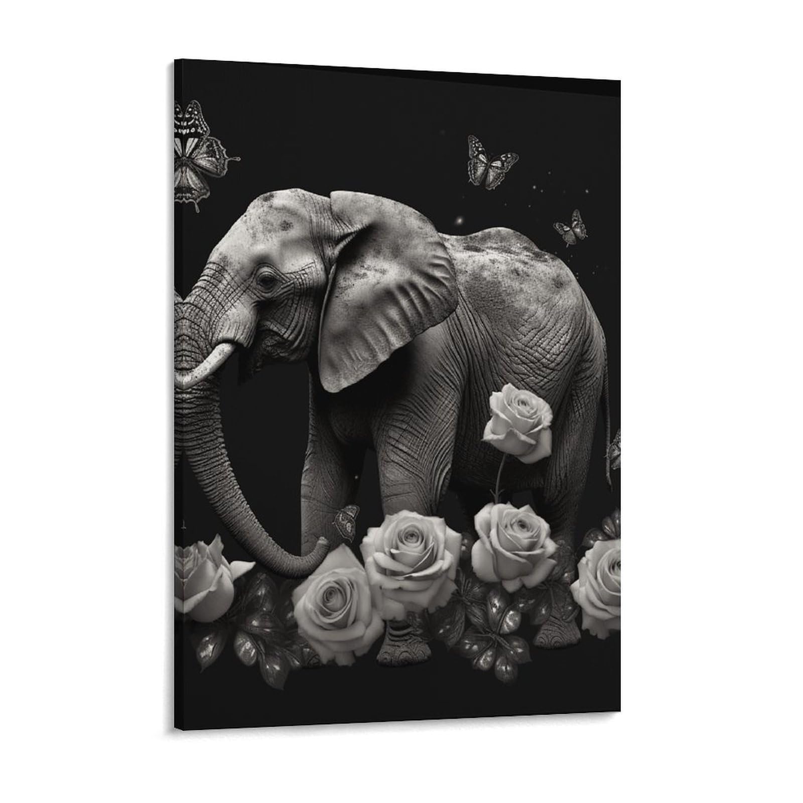 Elephant And Butterfly Canvas Wall Art for Bedroom 18x24inch Canvas Prints Artwork for Walls Modern Picture Artwork Painting for Living Room Aesthetic Wall Paintings for Bathroom Kitchen Offi