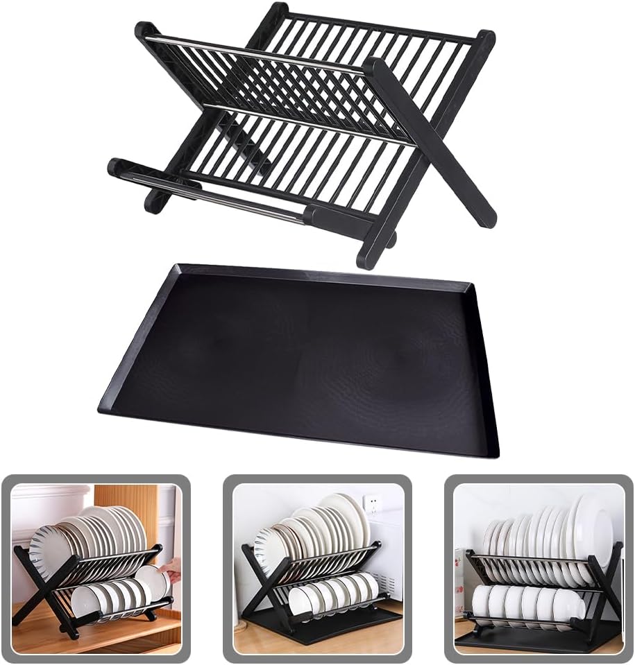 Plastic Folding Dish Drainer with Drip Tray Dish Strainer Tableware Drying Rack Kitchen Sink Rack Bowl Drying Rack Dish Storage Shelf Dish Rack Pp Plate Rack Dishes