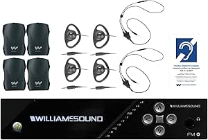 Williams AV FM 557 Large-Area Dual FM Plus and Wi-Fi Assistive Listening System with Transmitter, Receivers, Earphones & Neckloops