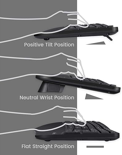 Miniatura 3 de Perixx Periduo-605, combo de teclado dividido ergonómico inalámbrico y mouse vertical, reposamanos ajustable y teclas de perfil bajo de membrana,