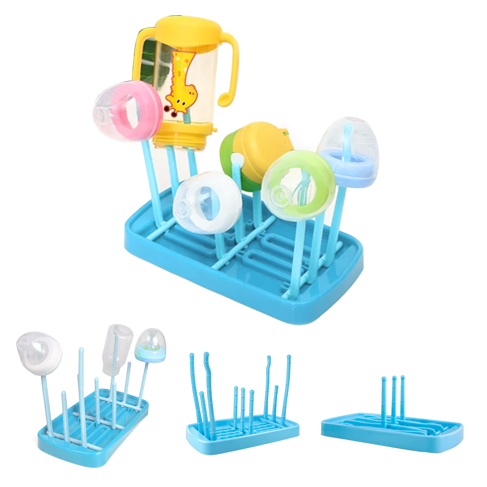 TMRBBesty Rastrelliere Asciuga Biberon,Asciuga Biberon,Scolabiberon,Bottiglia Stendino Scolabiberon,Viene fornito con 1 una spazzola per bottiglia di latte in silicone,Tazze da Bambino,Blu