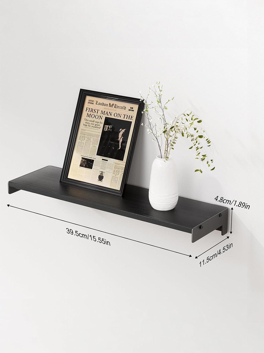Floating Shelves for Wall, Shelves for Decor Storage Set of 6, Wall Mounted Wood Shelf for Bedroom, Living Room, Bathroom, Kitchen,Long Picture Ledge Shelves.(Black)