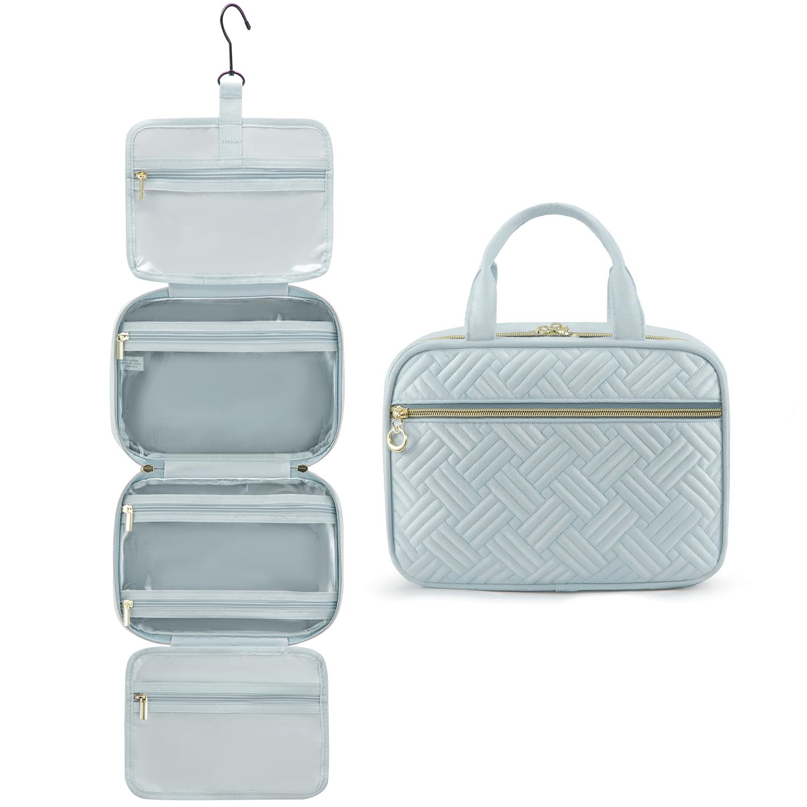 Kulturtasche Damen LOVEVOOK wasserdichte Kulturbeutel zum Aufhängen Faltbare Waschtasche Kosmetiktasche Groß mit 360°Drehbare Haken Waschbeutel für Damen