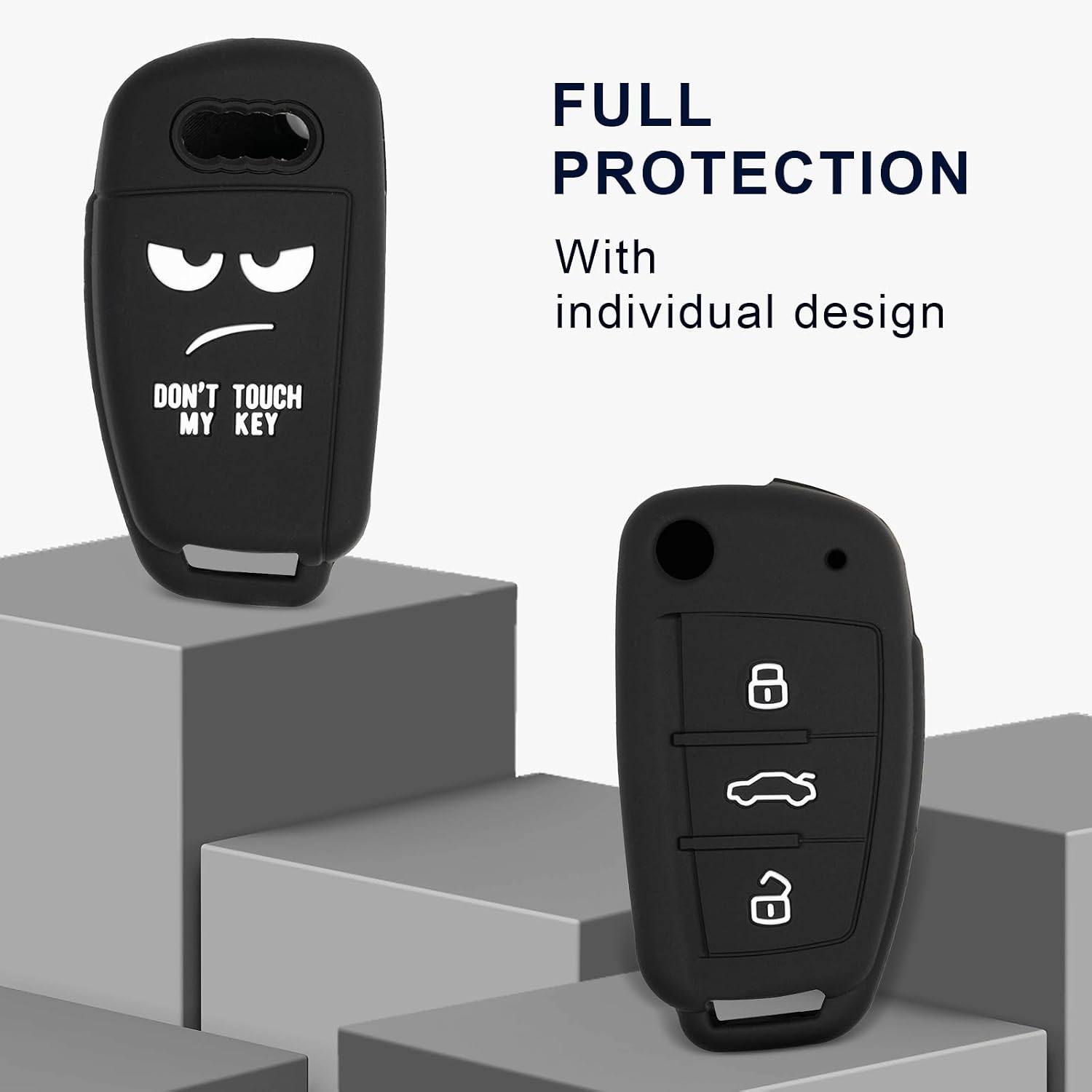 2 PCS Silicone 3 Button Remote Key Case Fob Shell Cover for Audi A1 A3 A4 A6 S1 S3 TT RS6 Q3 Q7 Car Replacement image 4
