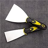 SXBBSMC Putty Knife, Spackle Knives, 2 Piece Metal Steel Drywall Tools with Soft Rubber Handle Scrap