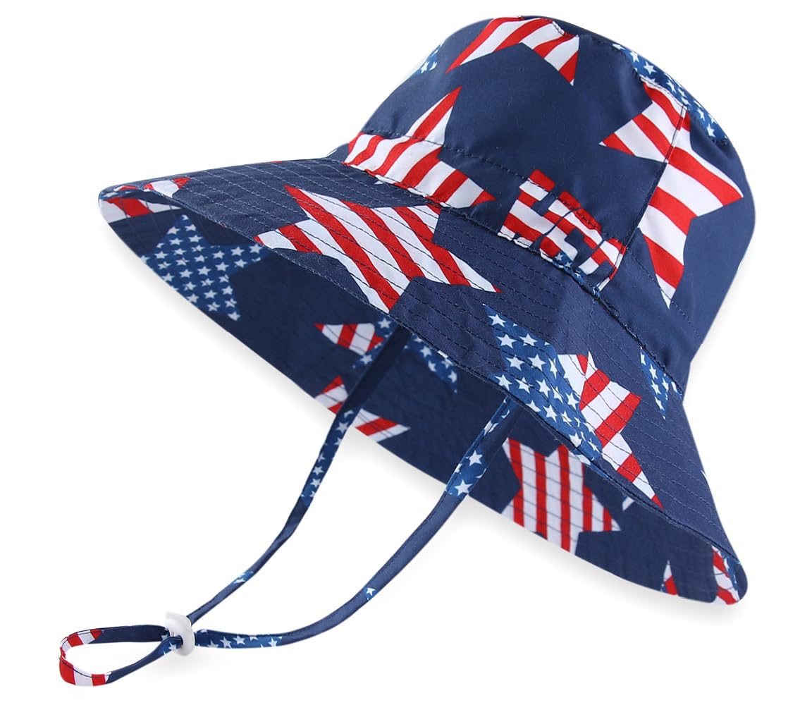 Toddlers Baby Boys' 3-Piece Rashguard Set Kids Bathing Suit Set with Hat UPF 50+ (US, Age, 3 Years, 4 Years, USA Flag)