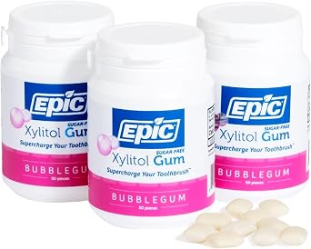 Epic Dental, Xylitol Gum, Zero Sugar and Bubble Gum, 50 Count