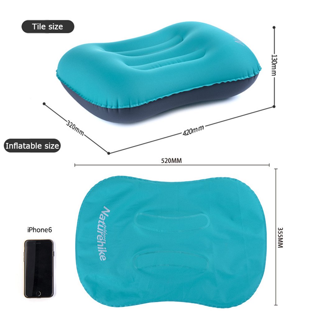 Tentock Portable Outdoor Inflatable Pillow Aeros Pillow Travel Neck Pillow for Bus Trip/Airplane (Blue)