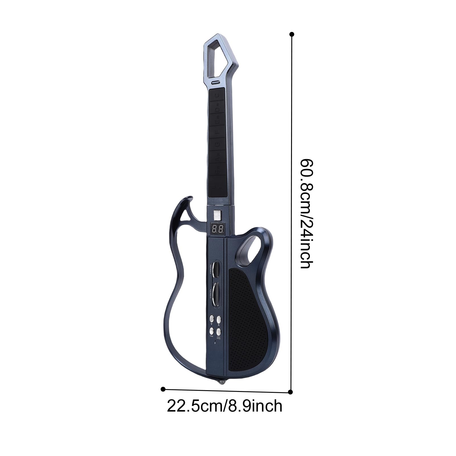 Tissting Guitarra Eléctrica Plegable Sin Cuerdas con Luz LED Y 7 Sonidos - Guitarra Juguete Musical Recargable con Ritmos Y Correa para Niños Y Familias (Negro)