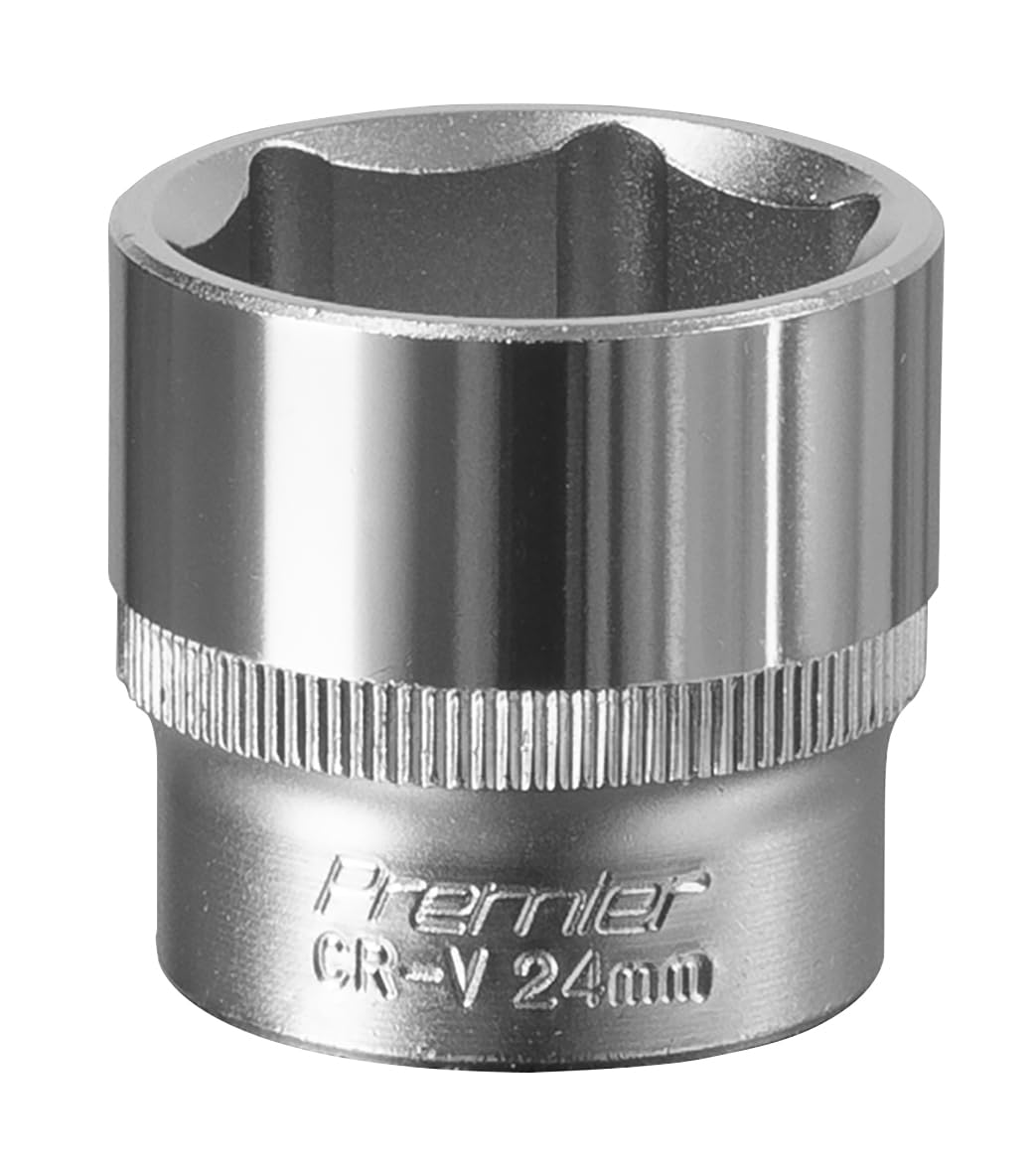 Sealey WallDrive Socket 24mm 3/8"" Square Drive Chrome Vanadium Steel S3824