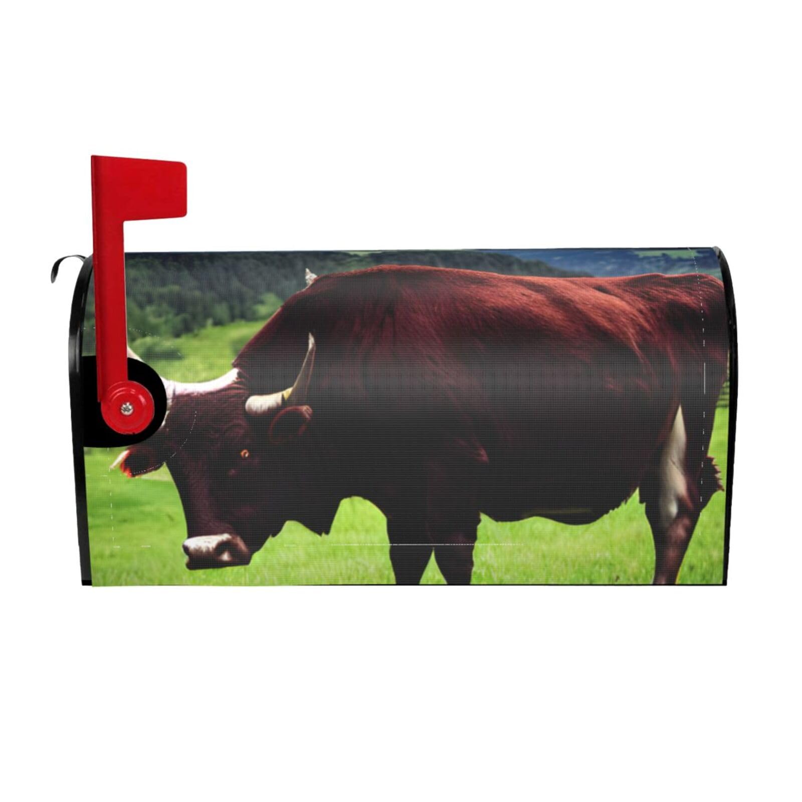 Real Swiss Cow Brown Print Mailbox Cover Wraps Post Letter Box Cover Decor For Outside Garden Yard Farmhouse Home