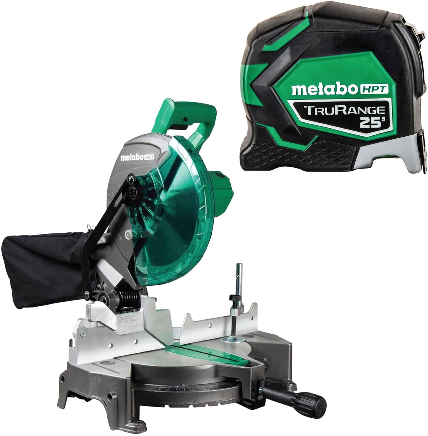 Metabo HPT 10" Miter Saw with Large Table + Tape Measure Bundle