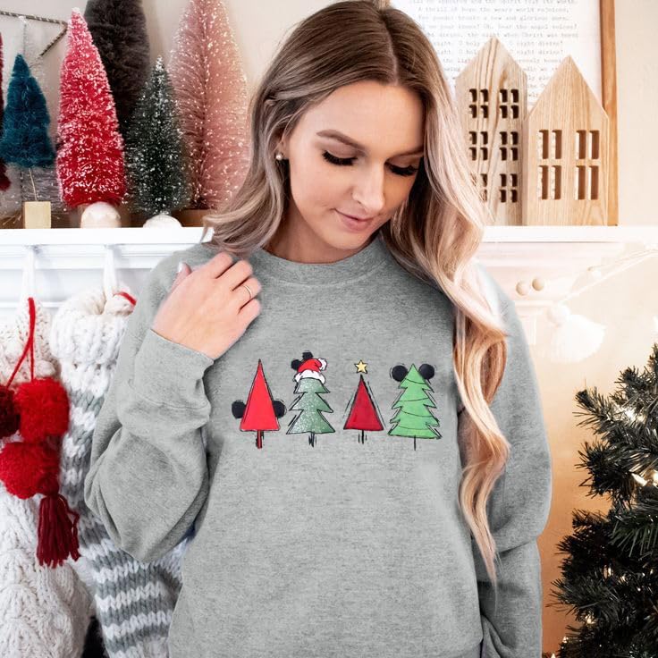 JINTING Christmas Sweatshirt for Women Christmas Tree Pullover Xmas Holiday Crewneck Sweatshirts Long Sleeve Top - Image 6