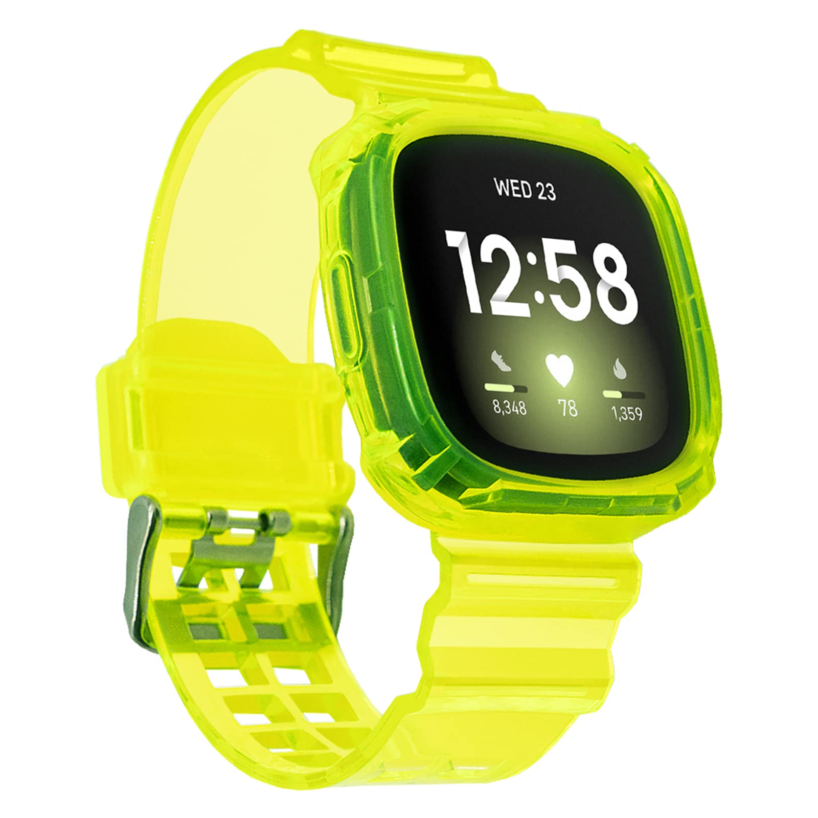 Afoskce Bands For Fitbit Versa 3 Bands/Fitbit Sense Bands/Fitbit Sense 2 Bands/Fitbit Versa 4 Bands for Women Men,Adjustable TPU Clear Bumper Protective Case Replacement band for Watch