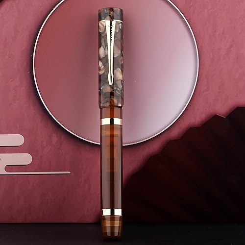 Miniatura 5 de Majohn M700 - Pluma estilográfica Bock de punta fina, acrílico marrón con convertidor