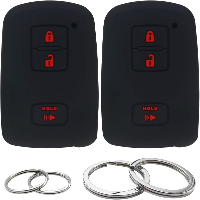 Capa de Silicone para Chave Toyota com 3 Botões GFDesign Preta com Vermelho, Kit com 2